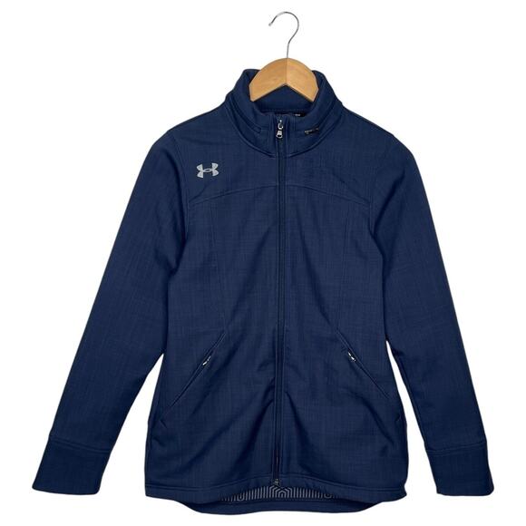 Under Armour Jacket Womens XS Loose ColdGear Pockets Full Zip Hoodie Sporty Blue - Picture 15 of 15